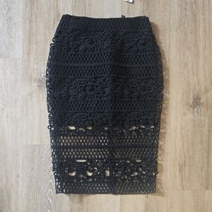 Express Black Lace Pencil Skirt